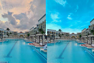 real estate photo editing, retouching and sky replacement