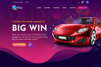 design raffle website, competition website, giveaway website, for raffle website