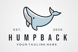 create fantastic wonderful whale logo with fastest delivery
