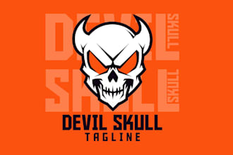design horror skull halloween illustration logo badge
