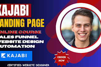 build kajabi website, design kajabi sales funnel landing page, online course