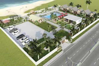 do 3d landscape design, 3d resort, theme park and renovation