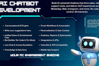build ai chatbot for website, whatsapp or customer support