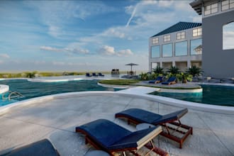 do landscape design, garden design, backyard, swimming pool, and render images