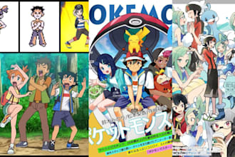 create pokemon art, fakemon sprite sheet, pokemon trainer game card daganronpa