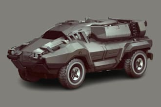 do custom 3d car model, military car, armor tank, blender, stl for 3d printing