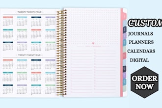 do  journal design, planner, calendar, digital planner, custom journal design