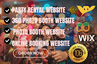 design 360 photo booth party rental website with online booking
