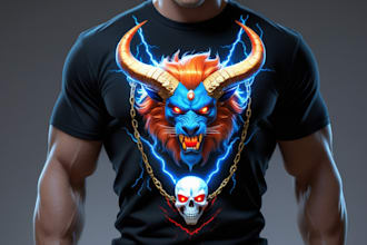dark fantasy tshirt design with skulls demons