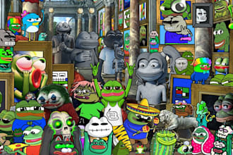draw custom crypto coin meme art illustration, meme video, meme website
