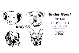 draw custom pet portrait in line art in 24 hours