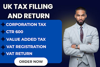 do UK tax filling, corporation tax filling to hmrc and file UK vat