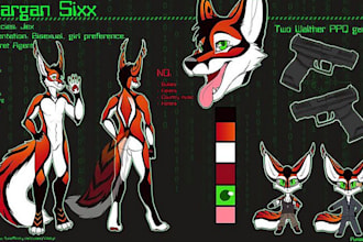 draw reference sheet, furry character, fursona character, sfw or nsfw, manhwa