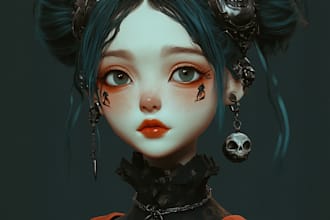do scary horror character and fantasy character sci fi art
