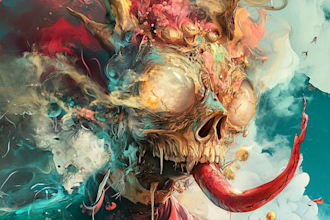 draw amazing dark horror, heavy metal, album cover, tshirt design ilustration