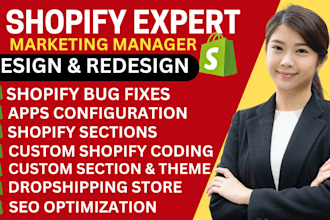 redesign edit update manage shopify store design setup wix SEO code