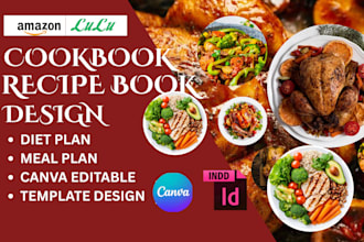 format canva editable ebook cookbook recipe planner diet book template KDP ready