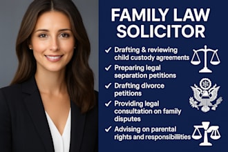 draft family law legal documents, contracts agreement divorce, custody or letter