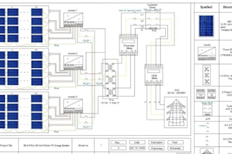 drawing design solar pv system and drafting 2d autocad plan and structure design