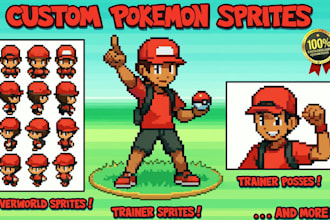 make pixel art pokemon trainer sprites or fakemon sprite