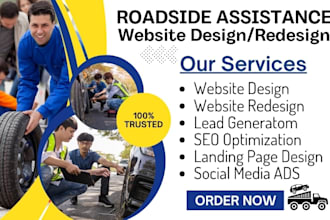 design roadside assistance website, towing landing page, car mechanic website