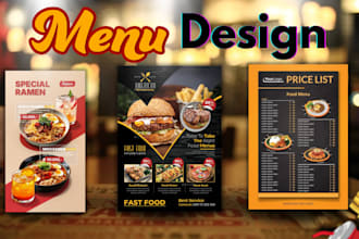 design restaurant and food menu, poster, flyer, brochure