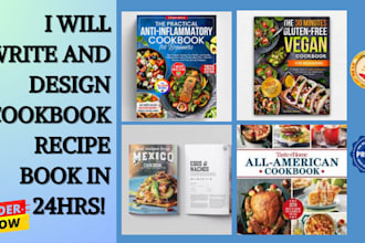 write and design trendy cookbook recipe ebook, cookbook cover recipe book writer