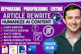 humanize ai content article rewriting proofreading fact checking editing blog