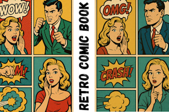 design retro comic book illustration vintage retro comic page nsfw pop art