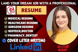 write medical doctor resume, nurse, chemist, healthcare pharmacy, dentist clinic