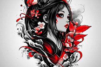 draw cute custom anime or blackwork tattoo