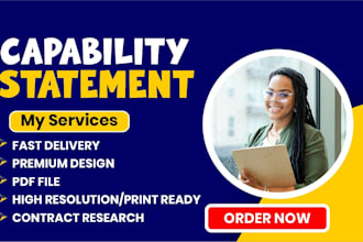 write government capability statement  government contract, capability statement