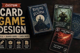 design custom trading card game, cards, card templates and card layouts