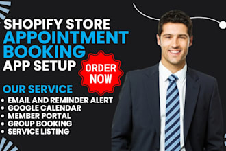 set up shopify appointment booking, cowlender apntly tipo sesami ointo bta app