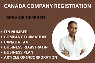 incorporate your company in canada with full legal documentation, with ein, itin