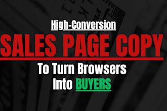 write sales copy for a sales page, product page, sales funnel, landing page