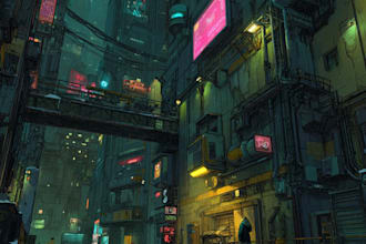 science fiction, fantasy, cyberpunk illustration