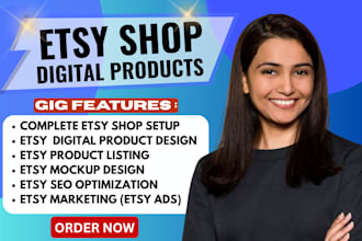 setup etsy digital products shop, etsy digital product, etsy product listing SEO
