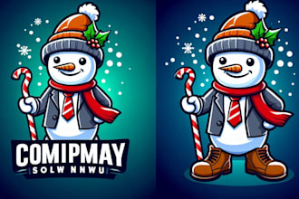 design outstanding snowman mascot win logo with express delivery