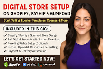build a profitable shopify, payhip, or gumroad store for digital sales