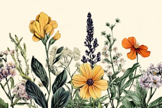 make a botanical illustration of flowers or plants