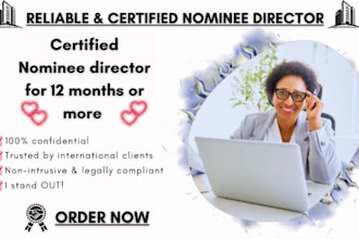 be your canada, USA, UK nominee director, register company for 12 months or more
