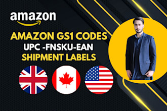 create gs1 barcodes and product labels for amazon USA, UK, canada