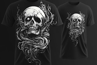 draw dark art, doom, stoner rock style for tshirt
