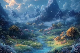 create stunning fantasy landscape, background illustration