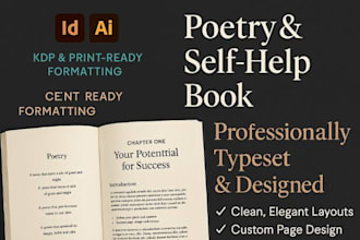 format and typeset your poetry, self help book using indesign illustrator KDP