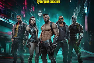 make digital art cyborg, cyberpunk, and fantasy characters