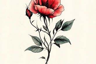 design line art traditional tattoo and tshirt design