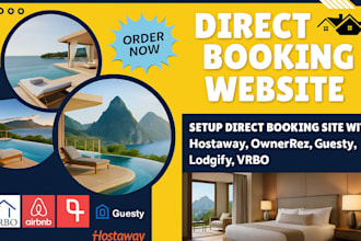 setup direct booking website with hostaway ownerrez guesty lodgify vrbo pms