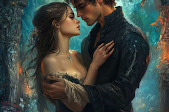 design fantasy book cover illustration, romance book cover